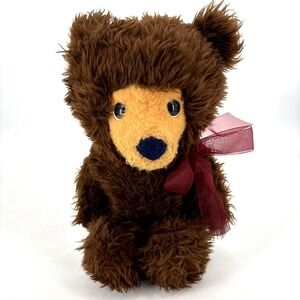 Vintage Stuffed Plush Animal Fair 20" Brown Teddy Bear Blue Nose Black Eyes